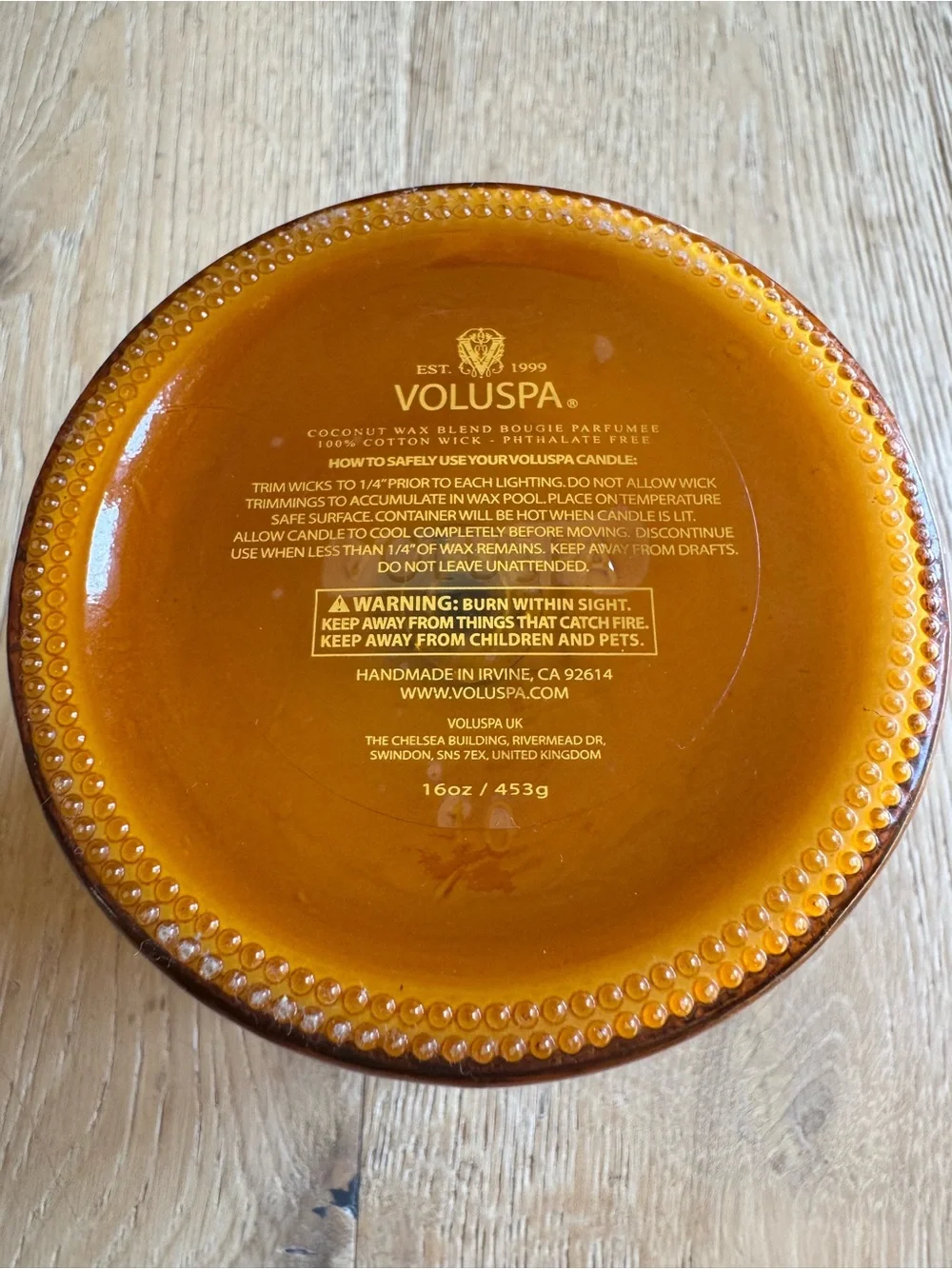 VOLUSPA  Baltic Amber Glass Candle Large 16 oz Price Firm!
